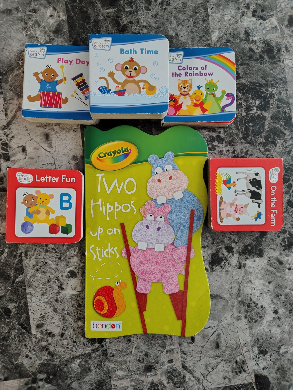 Crayola Two Hippos Up on Sticks Board Book - Green, Pink, Blue +5 Others